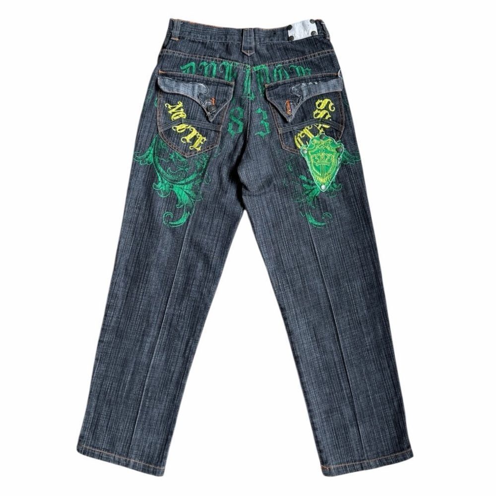 Raw Blue Men’s Vintage Y2K Gray Embroidered Denim Jeans